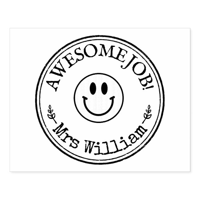 Large Personalized Teacher Awesome Job Rubber Stamp (Imprint)