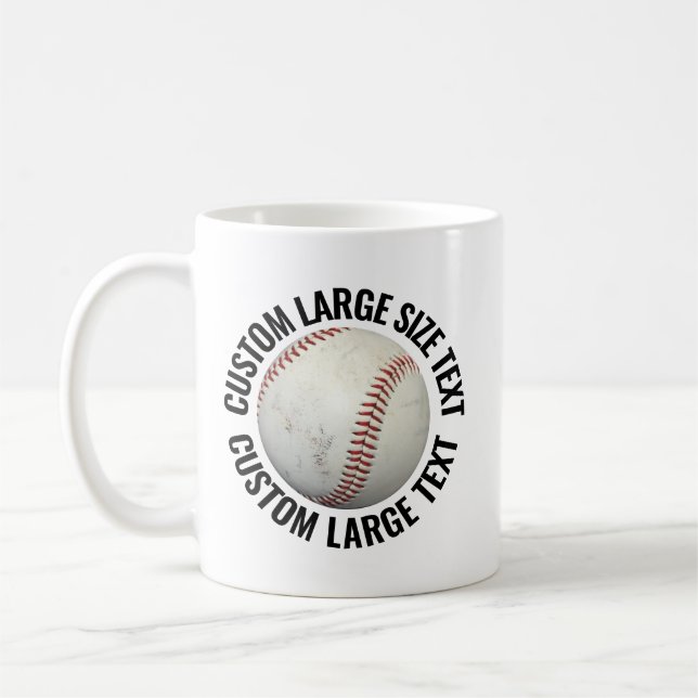 Large Personalized Text Baseball Image Custom Coffee Mug (Left)