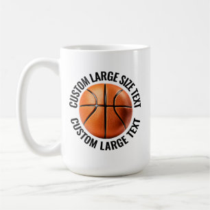 Large Personalized Text Basketball 15oz. Custom Coffee Mug