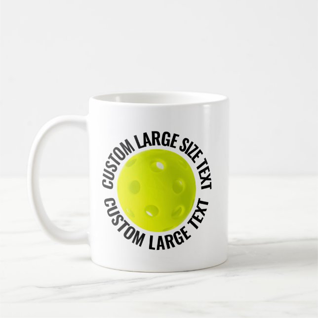Large Personalized Text Pickleball 11 oz. Custom Coffee Mug (Left)