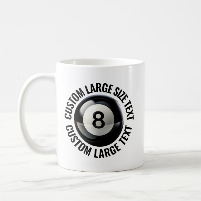 Large Personalized Text Pool 8 Ball 11 oz. Custom Coffee Mug (Left)