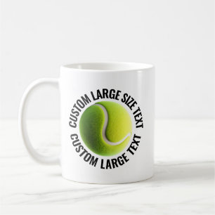 Large Personalized Text Tennis Ball 11 oz. Custom Coffee Mug