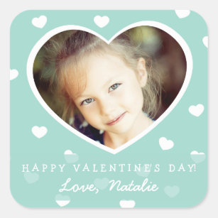 Large Personalized Valentine Photo Stickers / Mint