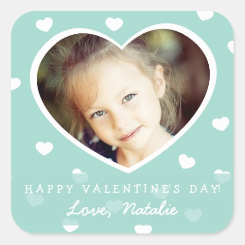 Large Personalized Valentine Photo Stickers  Mint