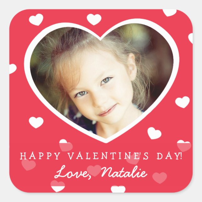Large Personalized Valentine Photo Stickers / Red (Front)