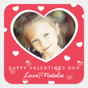 Large Personalized Valentine Photo Stickers / Red