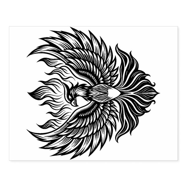 Large Phoenix Wood Art Rubber Stamp (Imprint)