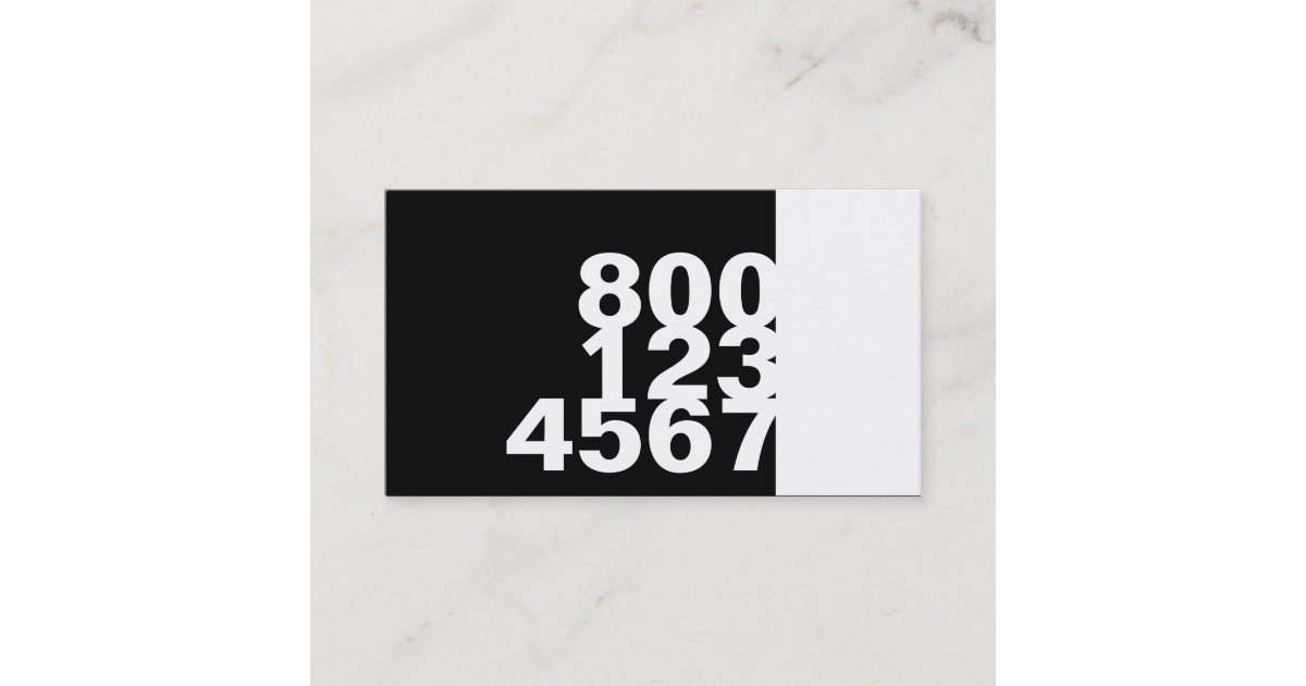 large phone number business card Zazzle