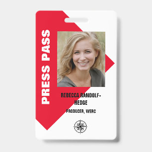 LARGE PHOTO I.D. EVENT PRESS PASS BADGE