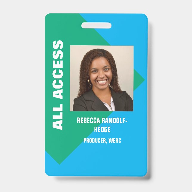 LARGE PHOTO I.D. MEDIA CREDENTIALS BADGE (Front)
