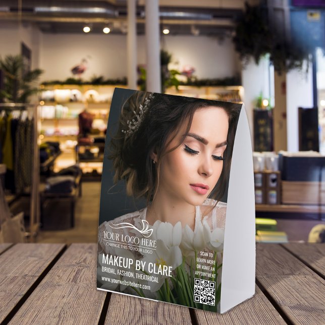 Large Photo Makeup Artist With Your Logo Paper Table Tent (Creator Uploaded)