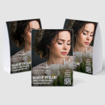 Large Photo Makeup Artist With Your Logo Paper Table Tent<br><div class="desc">Modern and clean promotional tabletop sign for your makeup artist business where you can showcase your professional talent by personalizing with a photo of your work. Reach new clients by adding your business logo too, your business name and slogan, website and a QR code so your clients can easily access...</div>