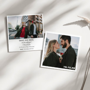 Large Photo Modern Square Minimalist Wedding Save The Date