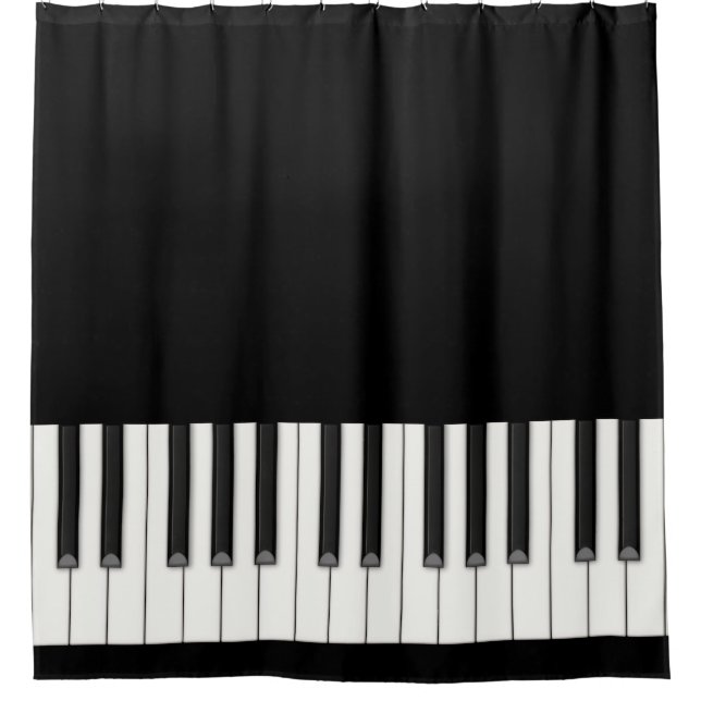 Large Piano Keyboard Customizable Shower Curtain (Front)