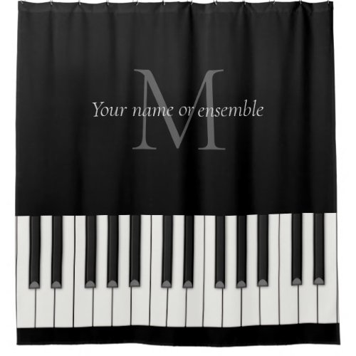 Large Piano Keyboard Monogrammed Shower Curtain