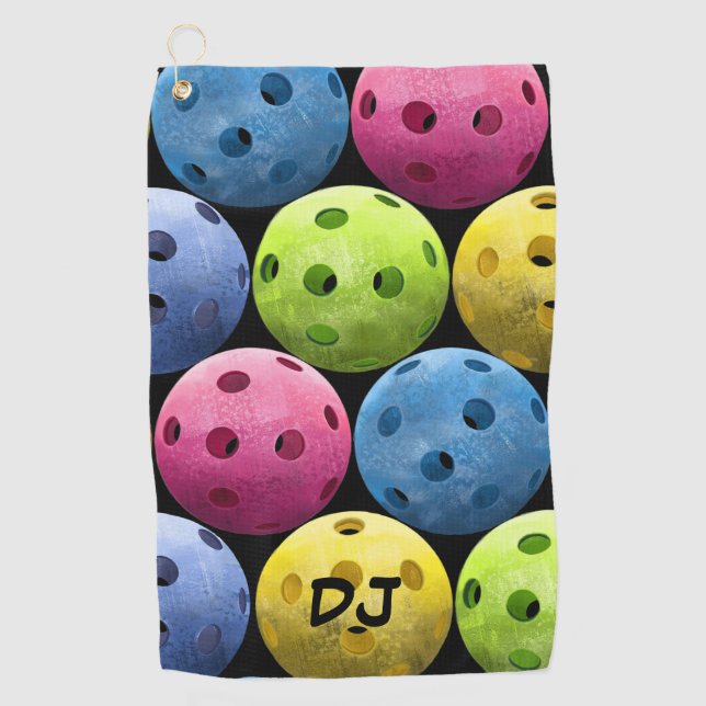 Large Pickleballs Initials Golf Towel (Front)