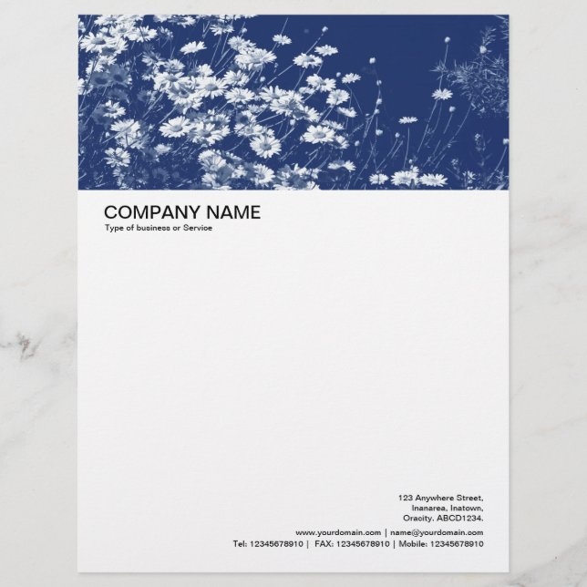 Large Picture Header - Daisies - Cyanotype Letterhead (Front)