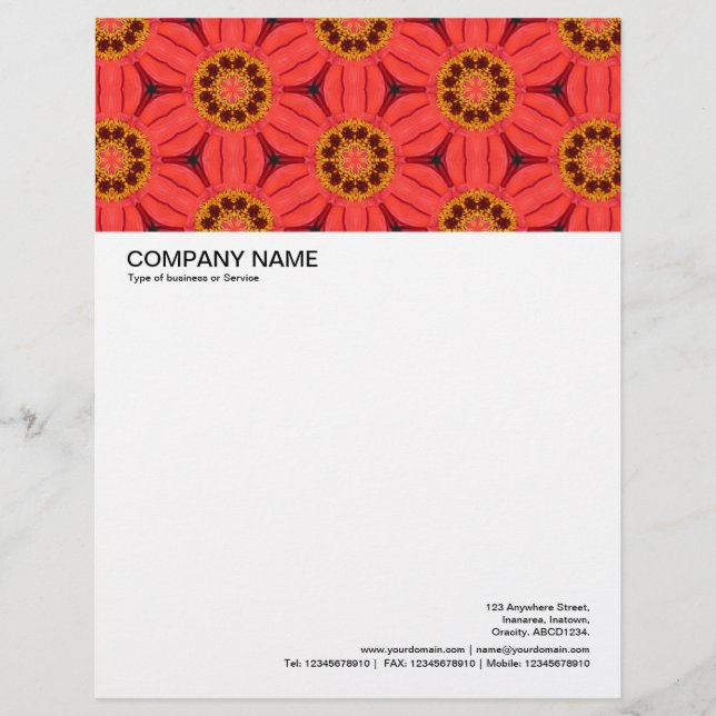 Large Picture Header - Red Geometric Flowers Letterhead (Front)