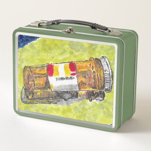 Large Pill Bottle Watercolor Lunch Box