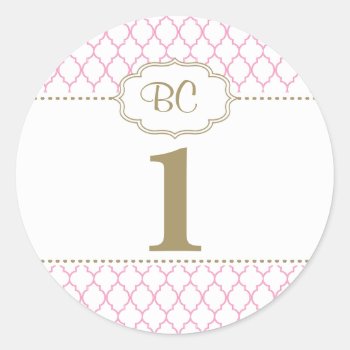 Large Pink And Gold First Birthday Sticker by Cards_by_Cathy at Zazzle