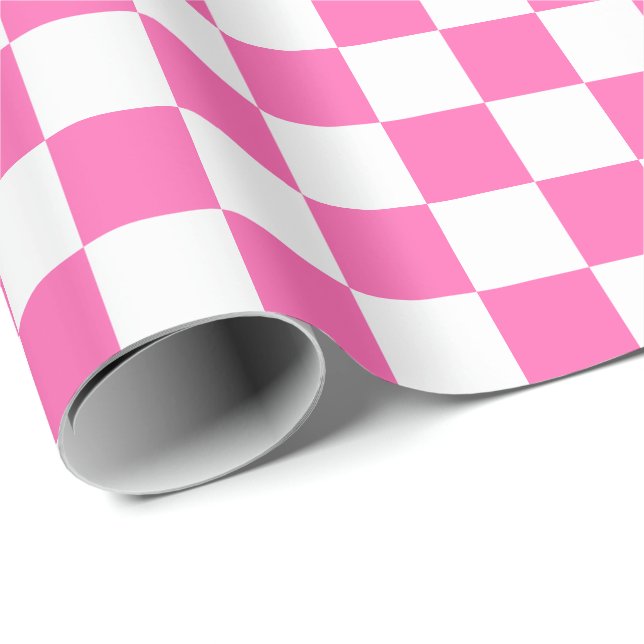 Large Pink and White Checks Wrapping Paper (Roll Corner)