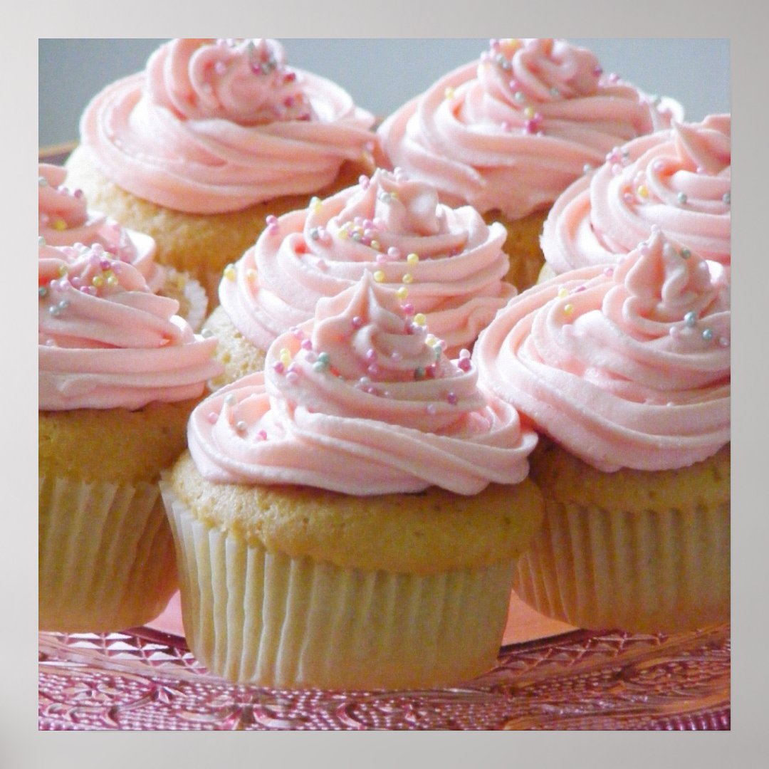 Large pink cupcakes poster | Zazzle