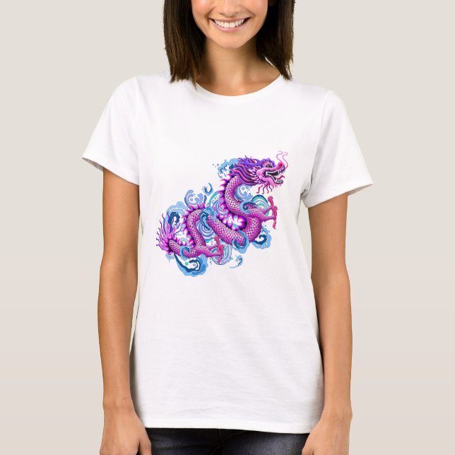 Large Pink Dragon with Water Splash T-Shirt (Front)