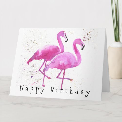 Large Pink Flamingo Birthday Card from Both of Us Card