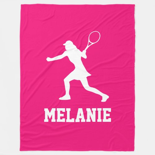 Large pink fleece blanket for female tennis player