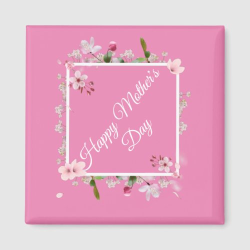 Large Pink floral Happy Mothers Day  Magnet