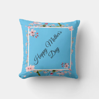 Large Pink floral Happy Mother's Day Throw Pillow