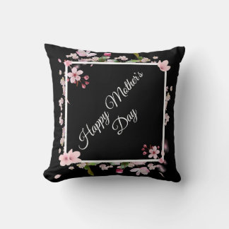 Large Pink floral Happy Mother's Day Throw Pillow