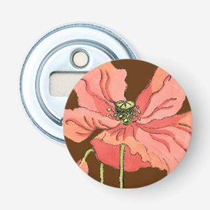 Large Pink Flower with Deep Red Background Bottle Opener