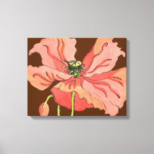 Large Pink Flower with Deep Red Background Canvas Print