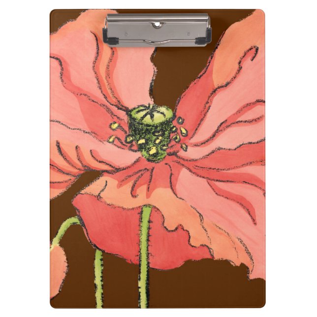 Large Pink Flower with Deep Red Background Clipboard (Front)