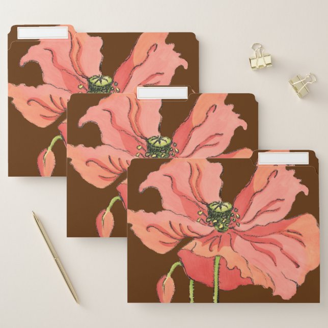 Large Pink Flower with Deep Red Background File Folder (Set)