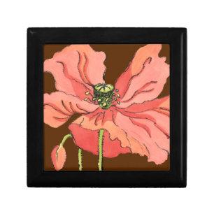 Large Pink Flower with Deep Red Background Gift Box