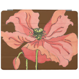 Large Pink Flower with Deep Red Background iPad Smart Cover
