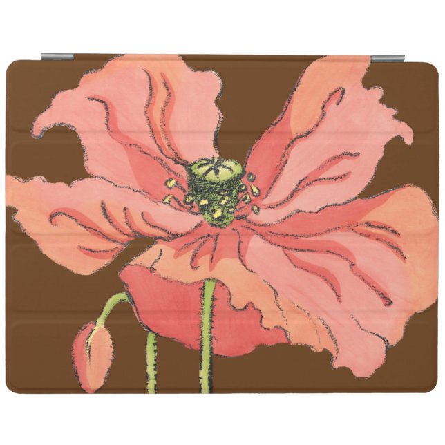 Large Pink Flower with Deep Red Background iPad Smart Cover (Horizontal)