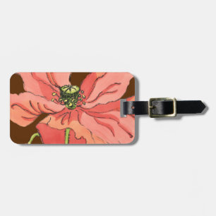 Large Pink Flower with Deep Red Background Luggage Tag