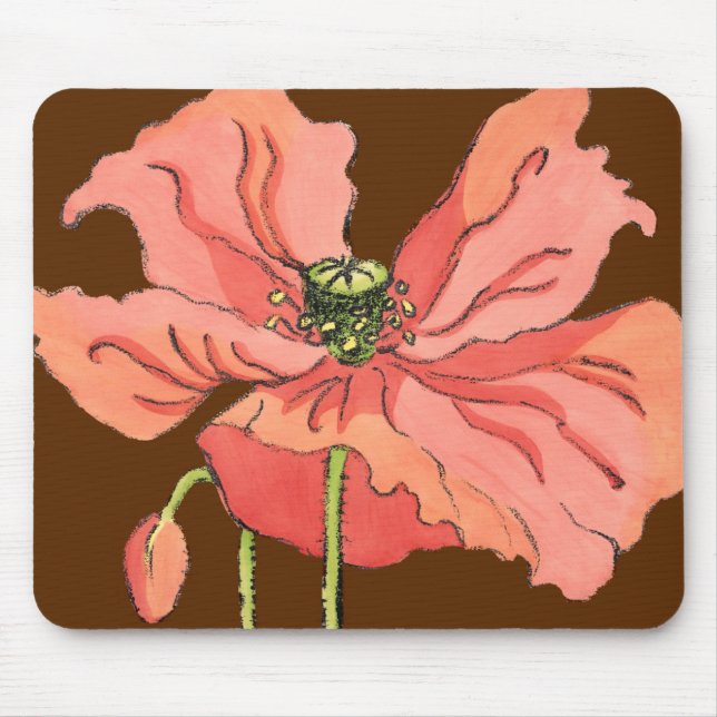 Large Pink Flower with Deep Red Background Mouse Pad (Front)