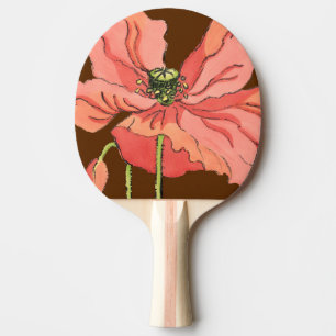 Large Pink Flower with Deep Red Background Ping Pong Paddle