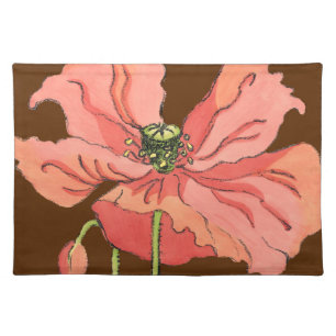 Large Pink Flower with Deep Red Background Placemat