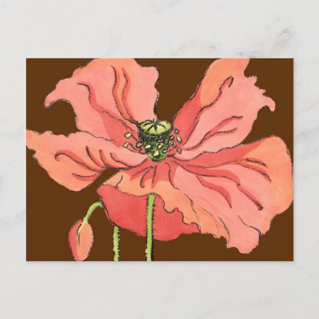 Large Pink Flower with Deep Red Background Postcard (Front)