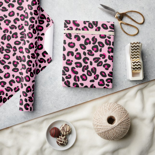 Large Pink Leopard Spots Animal Print Pattern Wrapping Paper (Crafts)