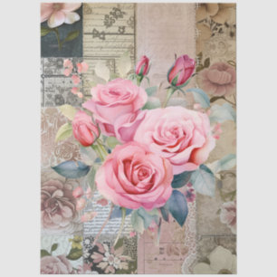 Large Pink Rose Bouquets & Collage Decoupage Tissue Paper