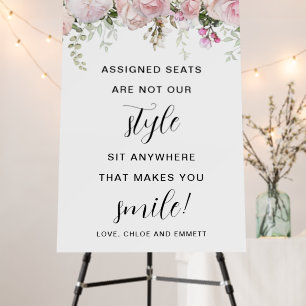 Large Pink Rose Floral Wedding Seating  Foam Board