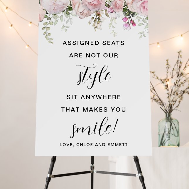 Large Pink Rose Floral Wedding Seating  Foam Board (In Situ (Stand))