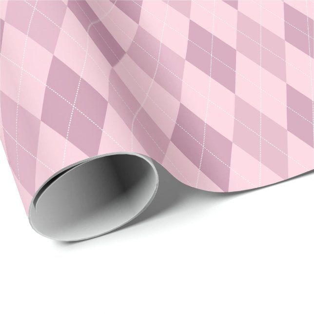 Large Pink Tones Argyle Wrapping Paper (Roll Corner)
