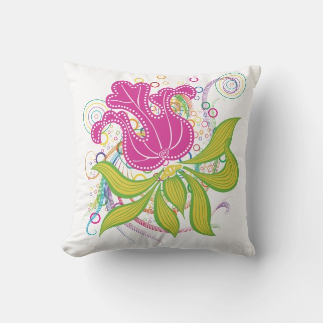 Large Pink Water Lilly Throw Pillow (Front)